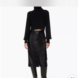Aritzia Black Leather Skirt
